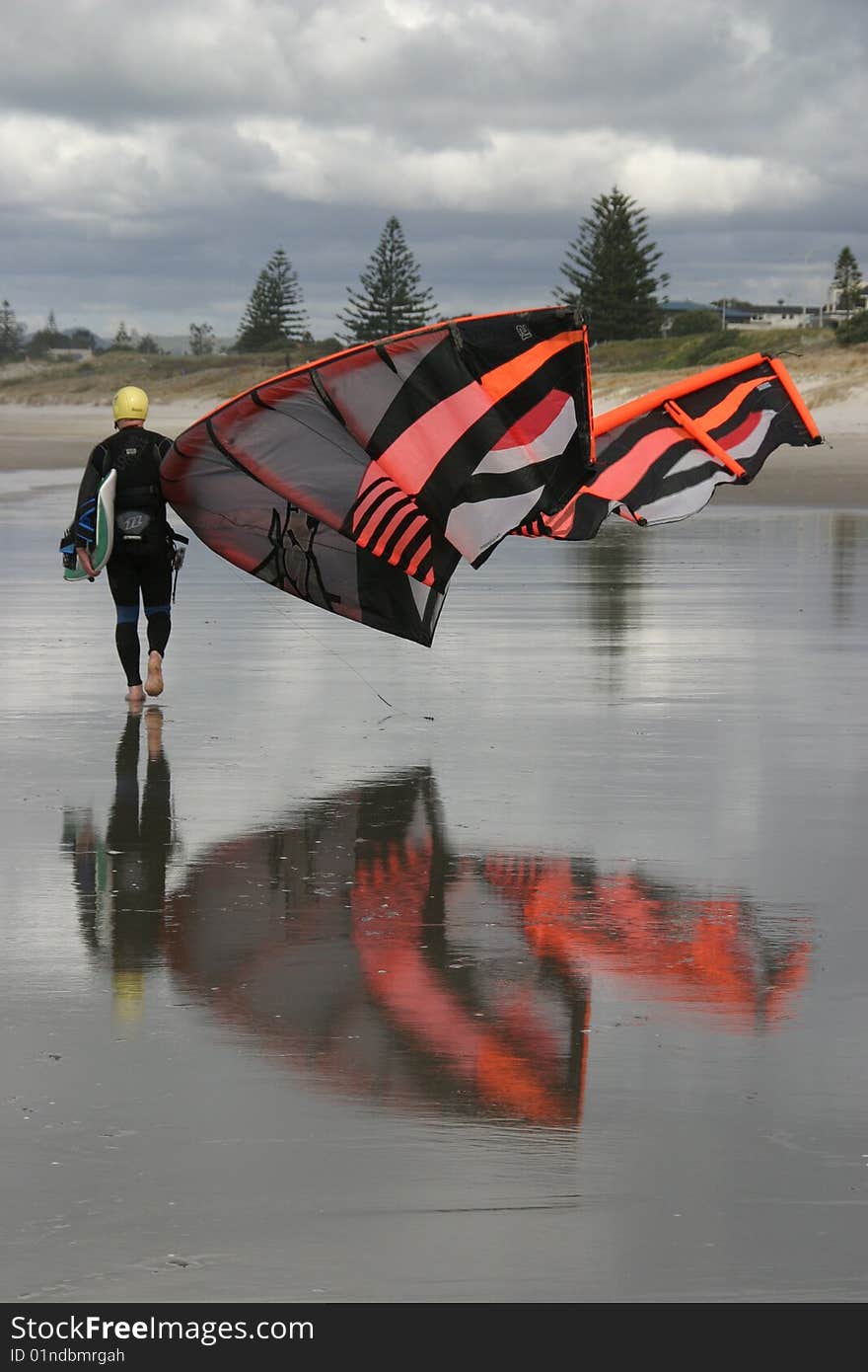 Kite surfer on beach