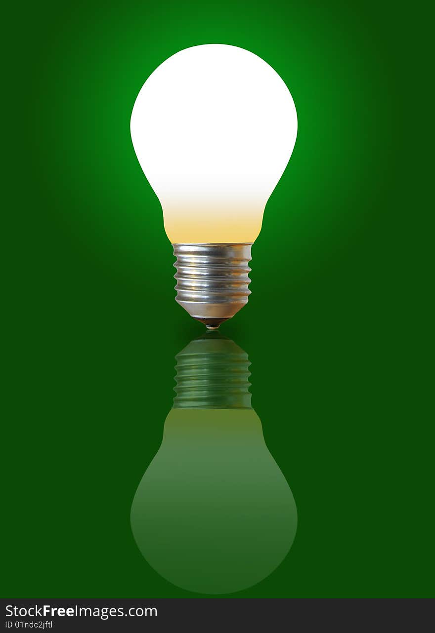 Lighting lamp on a green background. Lighting lamp on a green background