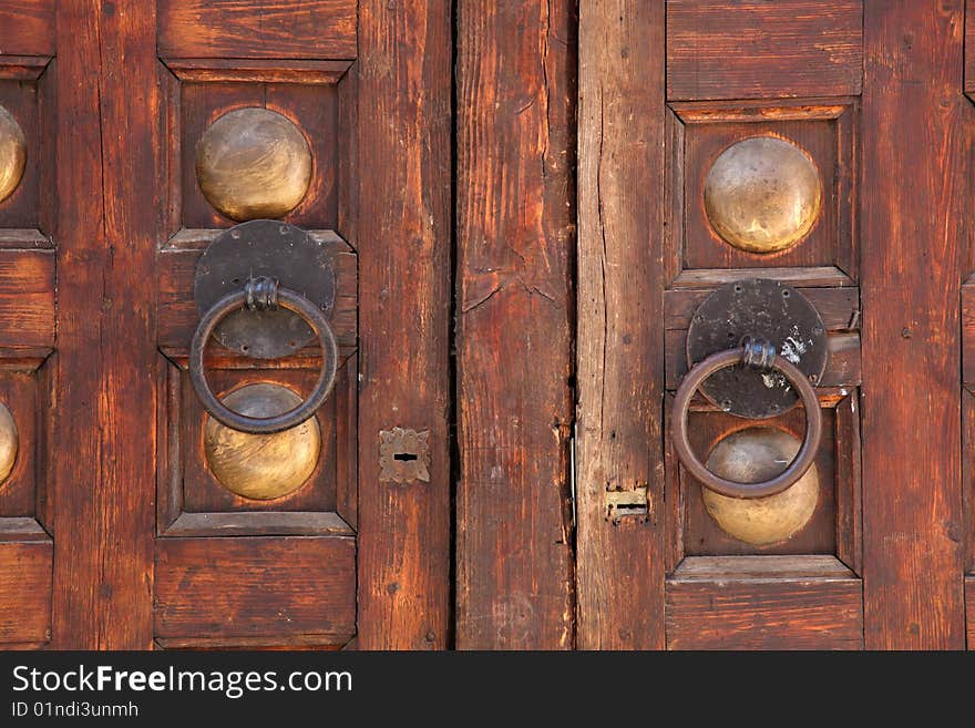 Wooden gates in a castle. Wooden gates in a castle