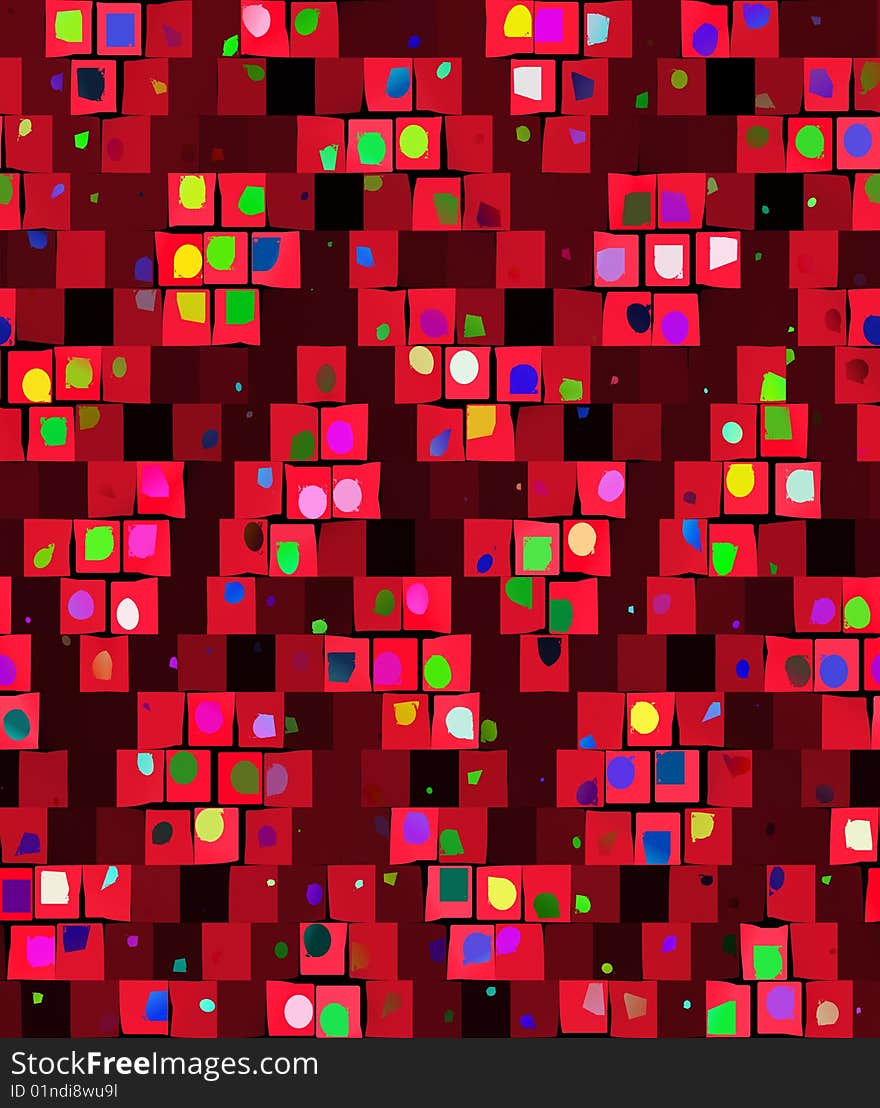 Seamless texture of abstracted confetti on red  blocks. Seamless texture of abstracted confetti on red  blocks