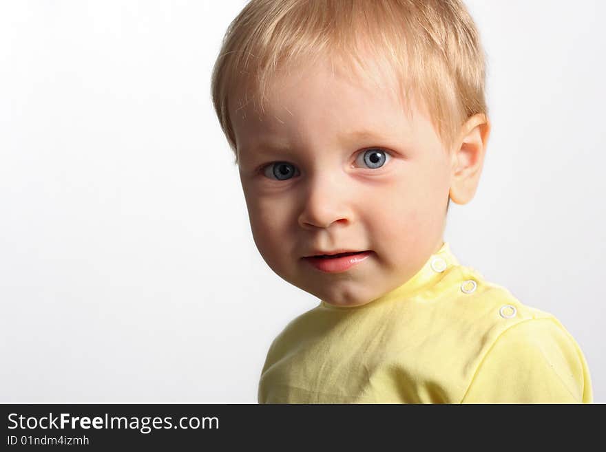 Beautiful little boy on white background