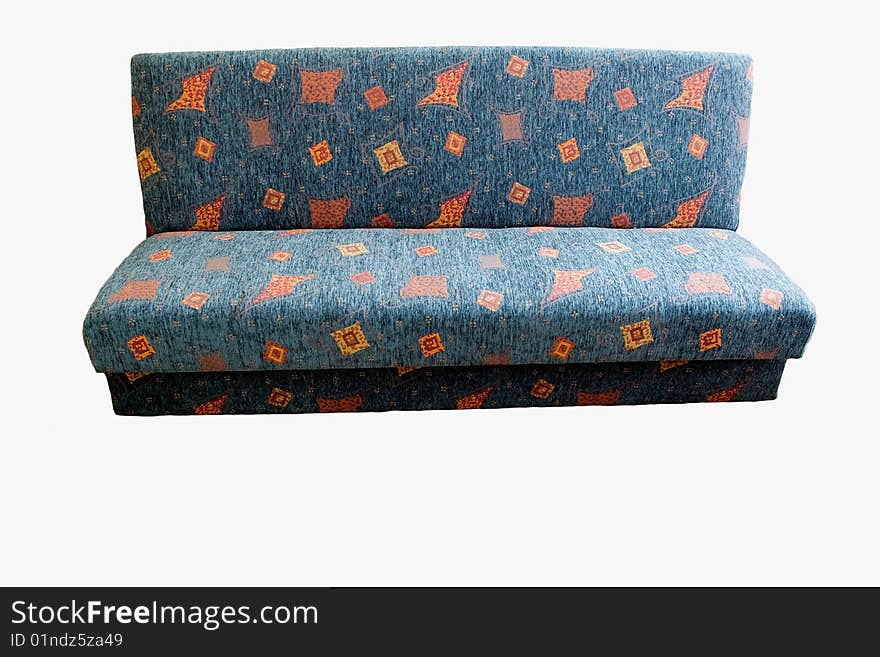 The double blue sofabed, isolated. The double blue sofabed, isolated