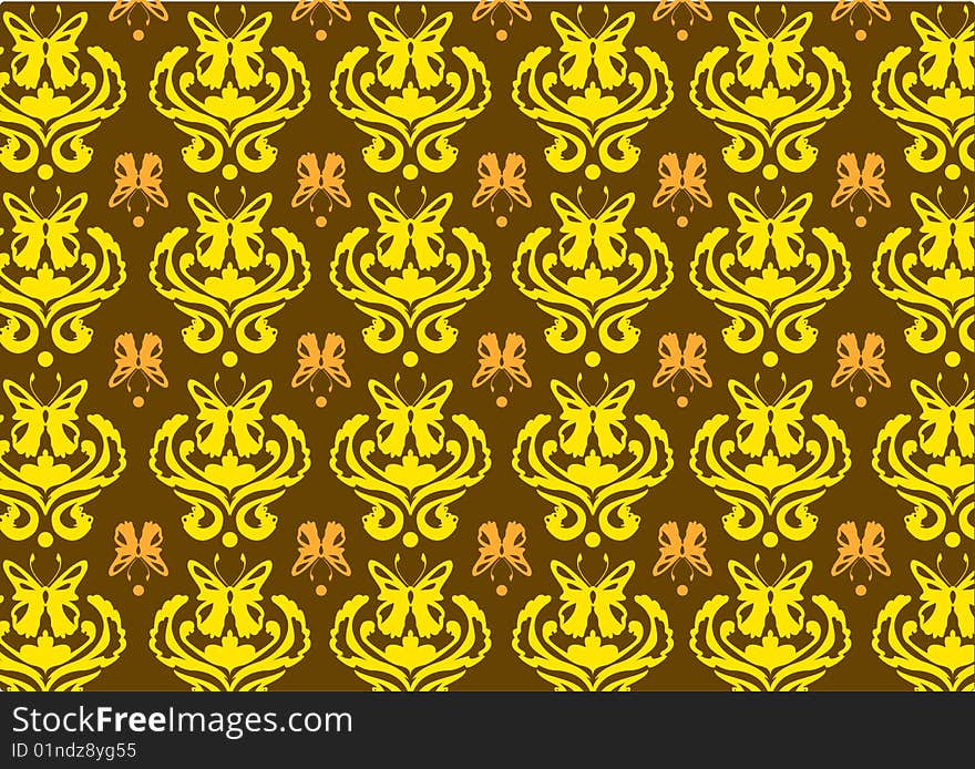 Vector illustraition of retro abstract floral Pattern background decorated with butterflies. Vector illustraition of retro abstract floral Pattern background decorated with butterflies.