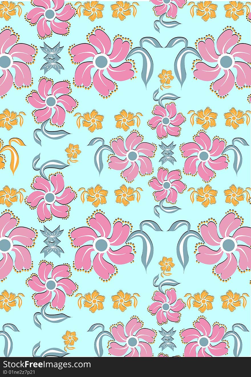 Vector illustration of floral abstract retro background in the different colours