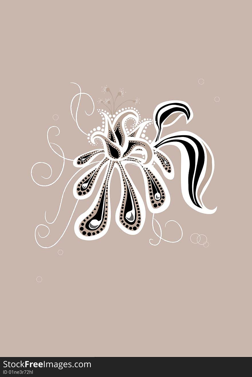 Vector illustration of  funky abstract flower on the black background. Vector illustration of  funky abstract flower on the black background