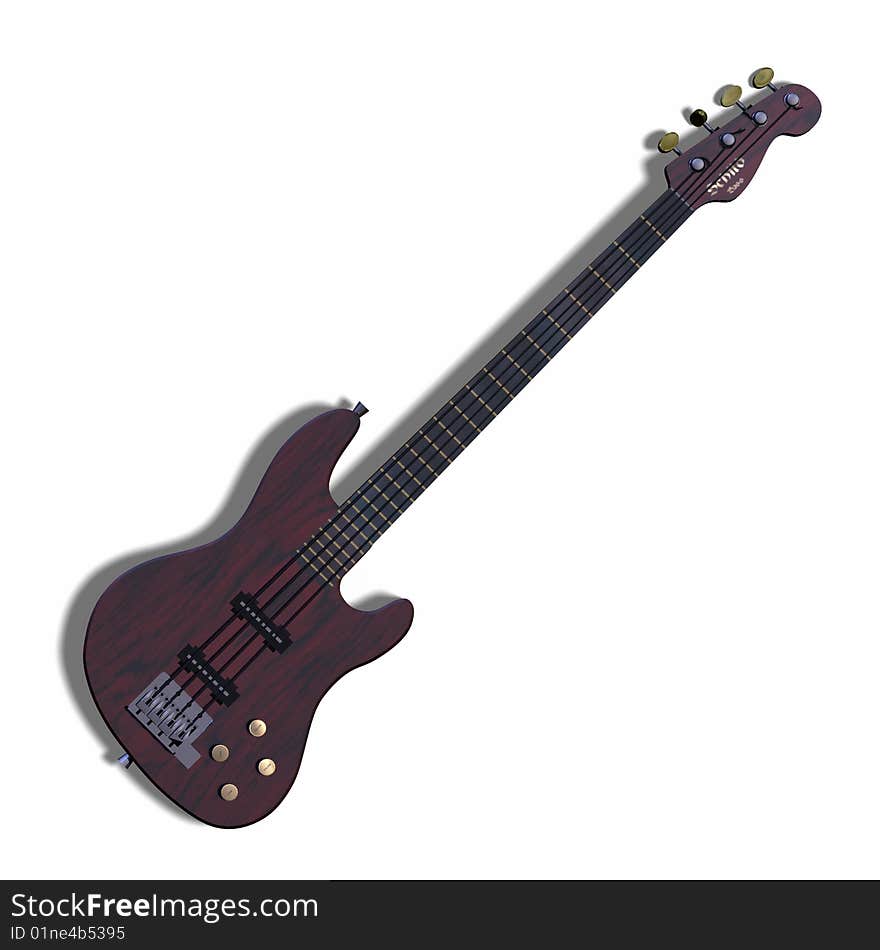 Image Of Electric Bass With Shadow And Clipping