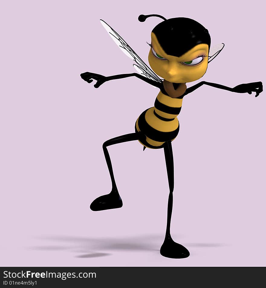 Very sweet render of a honey bee in yellow and black with Clipping Path