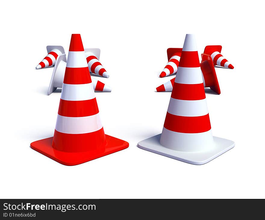 3d render of Traffic cones