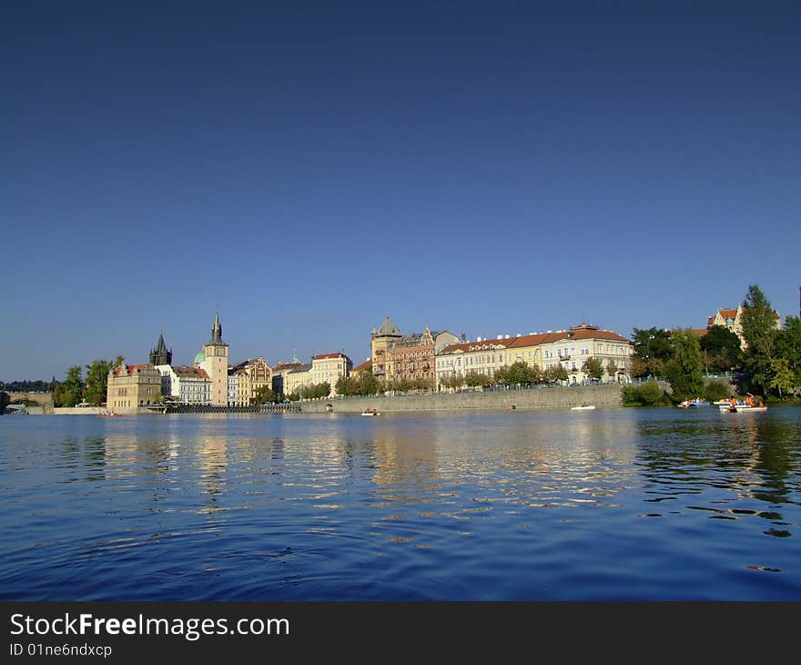 Zlute lazne from boat on vltava