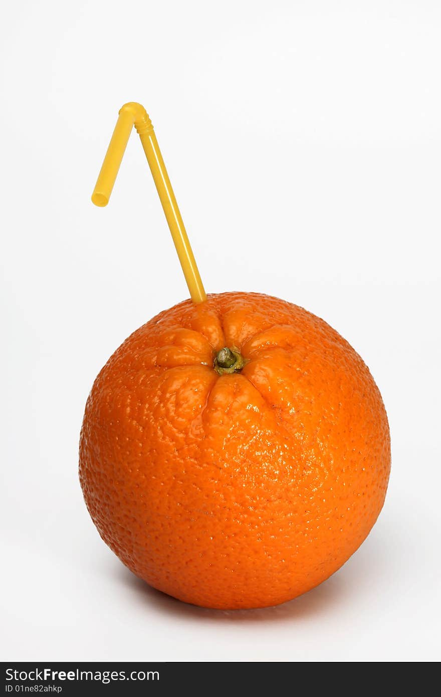 Orange and drinking straw