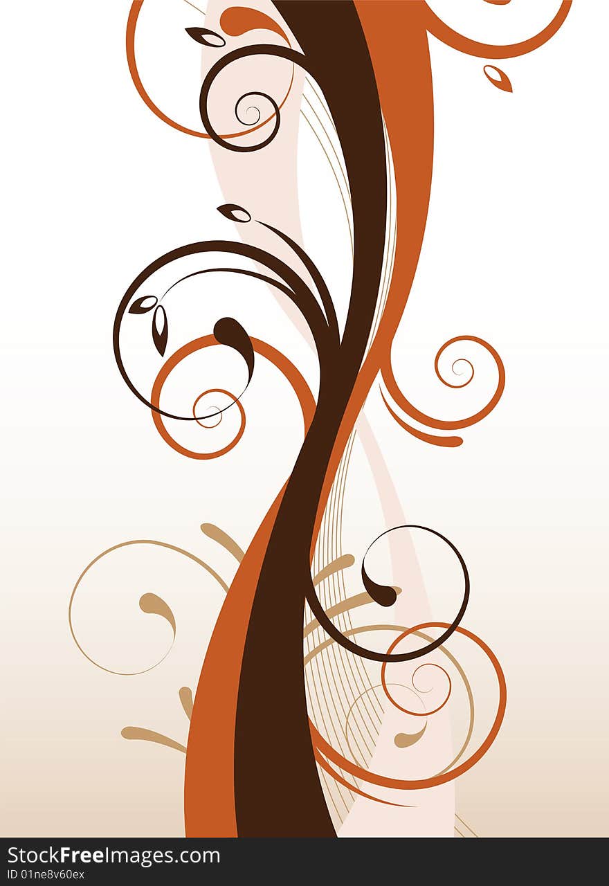 Brown abstract floral/ornament design. Brown abstract floral/ornament design