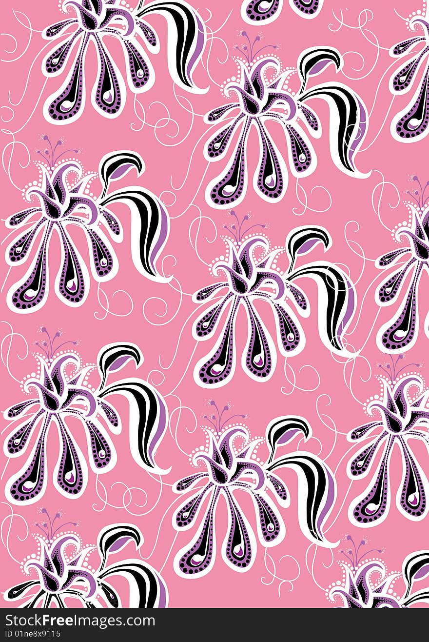 Vector Illuctration of Decorative floral elements with big beautiful flowers. Vector Illuctration of Decorative floral elements with big beautiful flowers