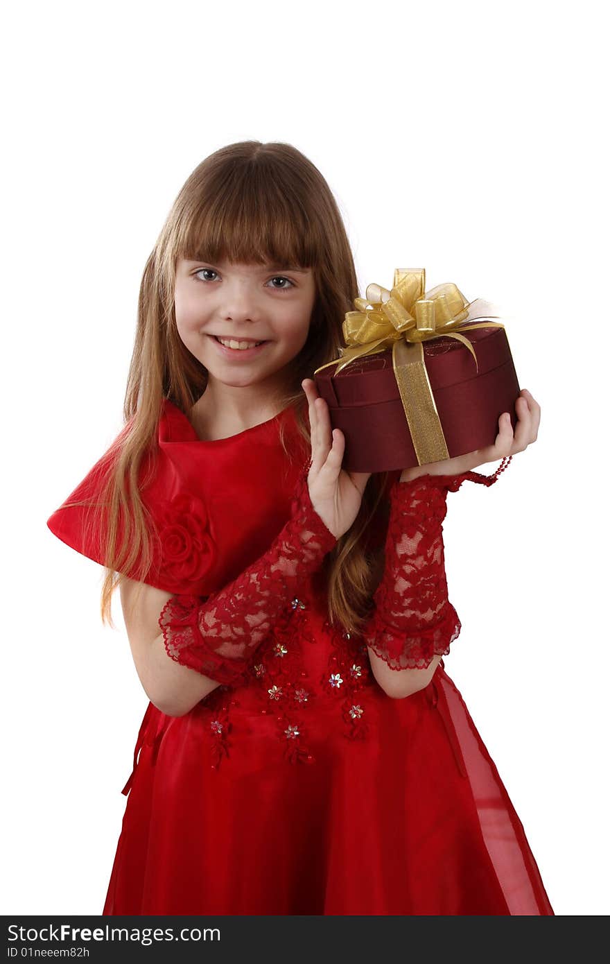 Little girl with gift.