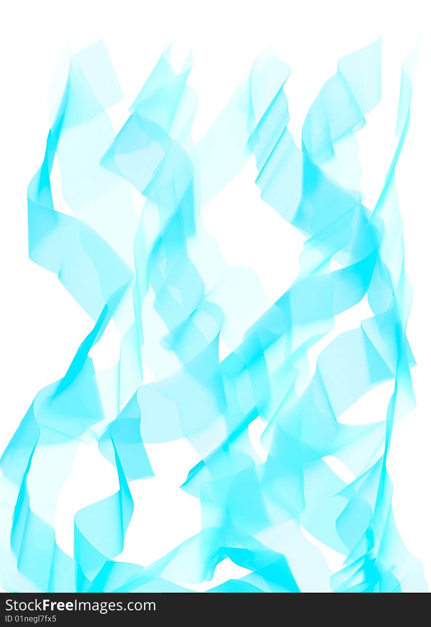 Digital painting - flying azure ribbons on white background. Digital painting - flying azure ribbons on white background.