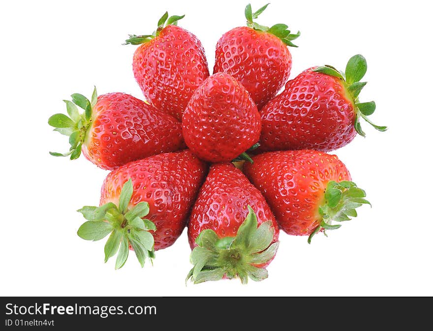 Group of tasty strawberries isolated on white