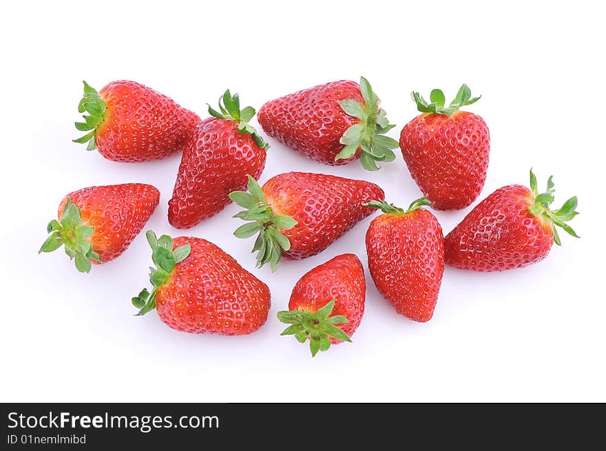 Group of tasty strawberries isolated on white