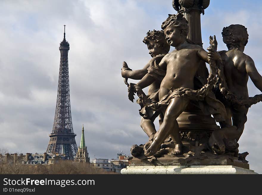 Eiffel Tower and Pont Alexander III