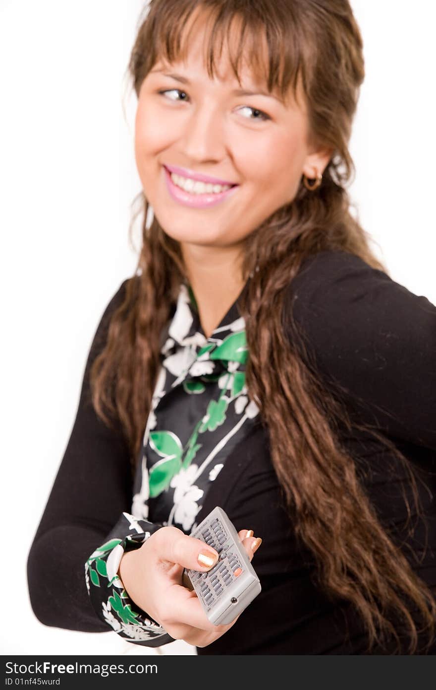 Smiling young woman studio portrait