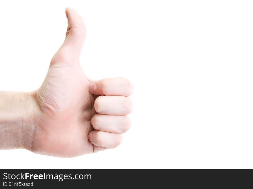 Thumb up for: approvement hand sign with copyspace. Thumb up for: approvement hand sign with copyspace