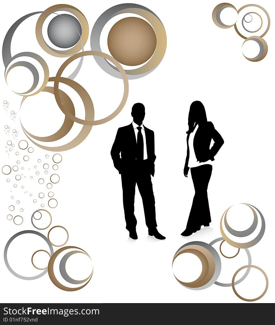 Illustration of business people and abstract