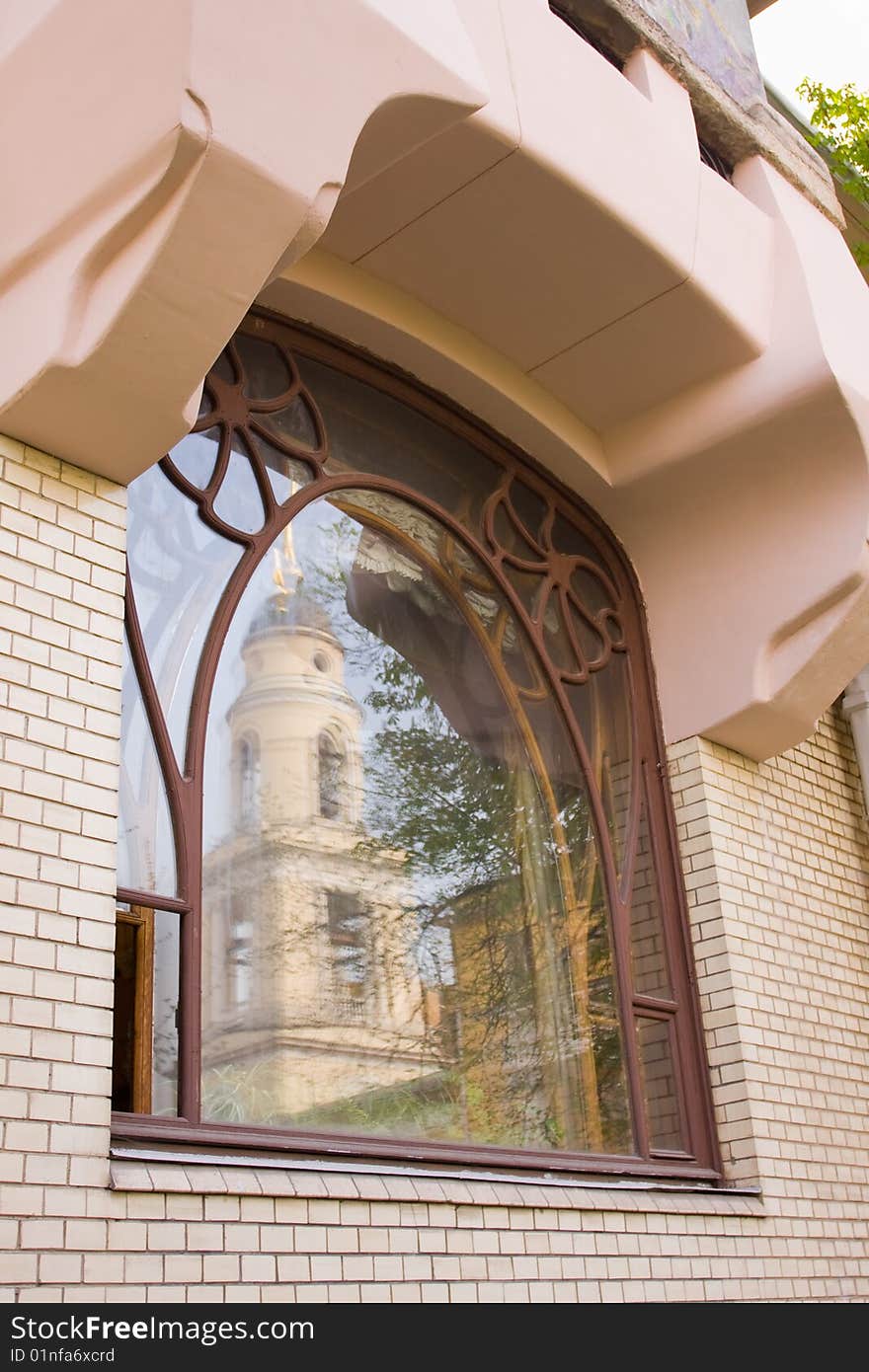 Window - element of the house in Moscow in art nouveau style - House of Ryabushinsky. Built by architect Shekchtel in 1900-1903. Currently there is museum of famous Soviet writer Gorky located in this building. Window - element of the house in Moscow in art nouveau style - House of Ryabushinsky. Built by architect Shekchtel in 1900-1903. Currently there is museum of famous Soviet writer Gorky located in this building.