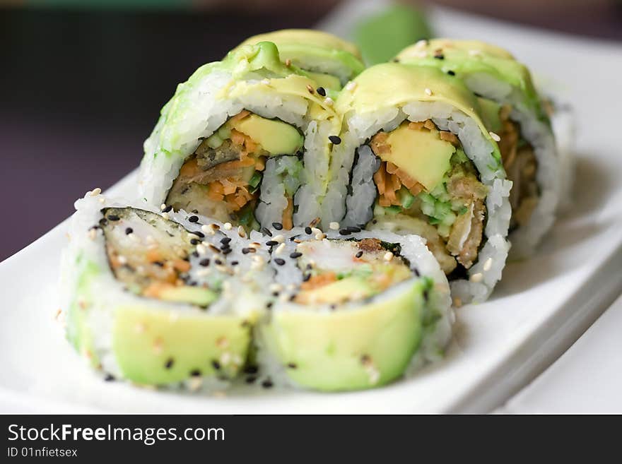 Traditional japanese food with rice fish and seaweed. Traditional japanese food with rice fish and seaweed