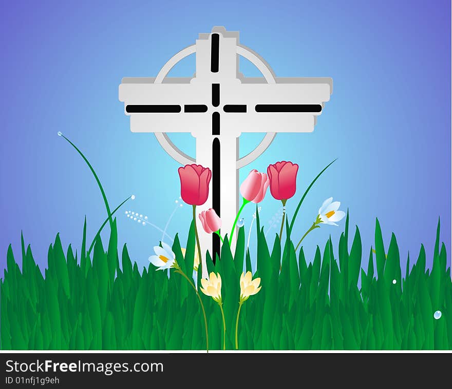 Cross decorated with flowers in celebration of life and more. Cross decorated with flowers in celebration of life and more...