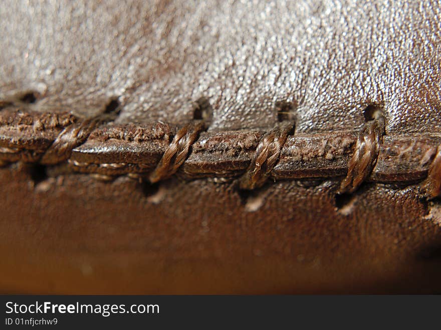 Close up of seam on leather