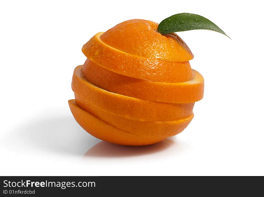 Fresh orange on white background