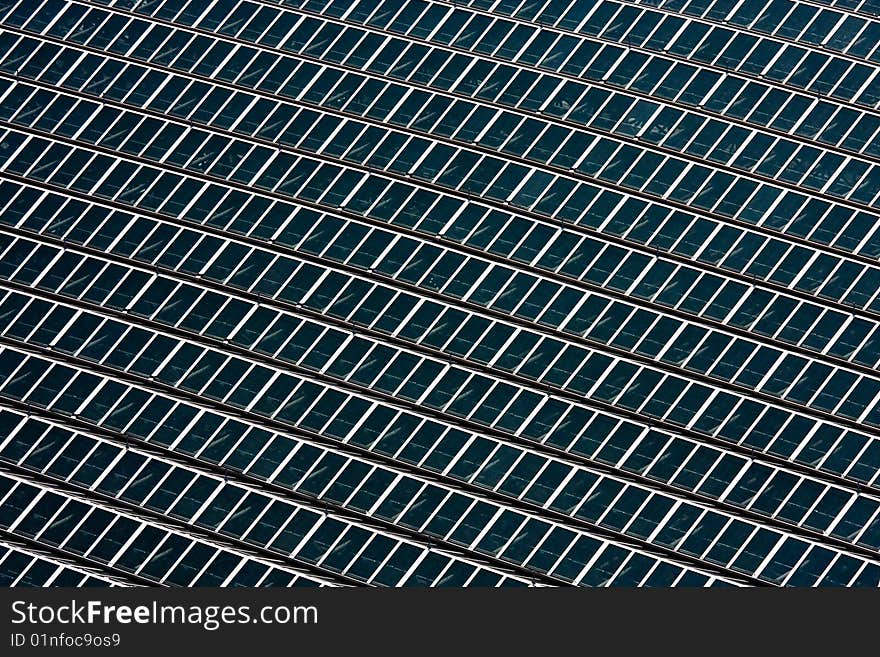 An array of skylights in a large building. An array of skylights in a large building