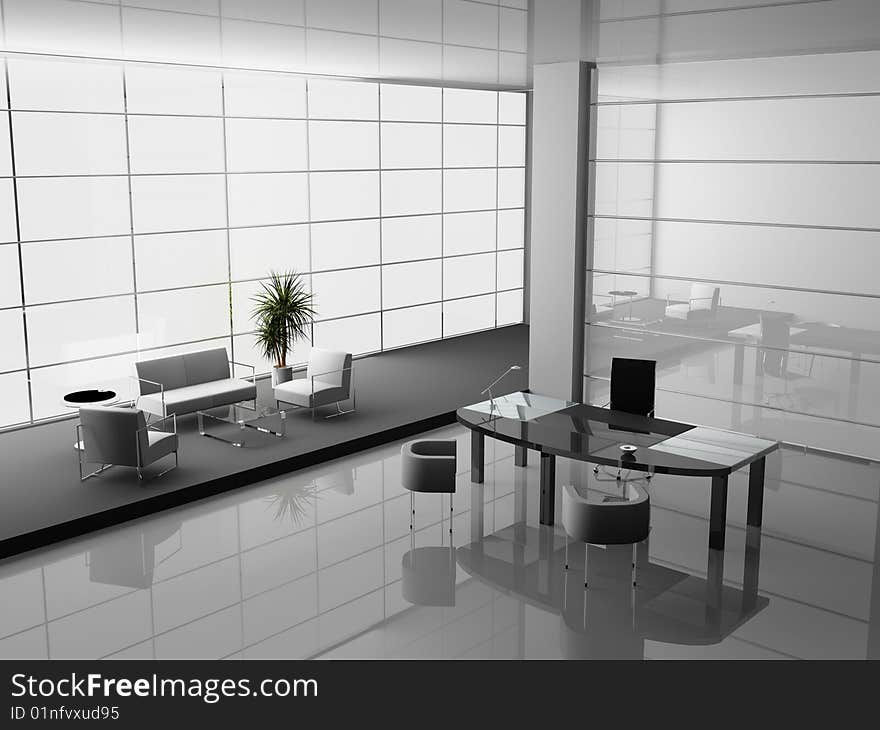 Modern interior of office 3D. Modern interior of office 3D