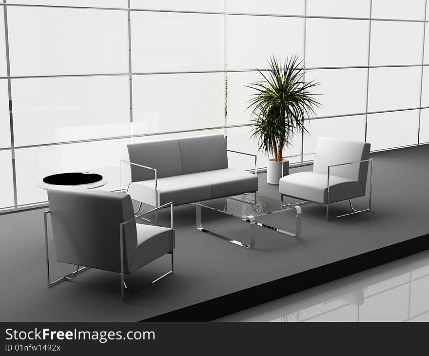 Modern interior of office 3D. Modern interior of office 3D