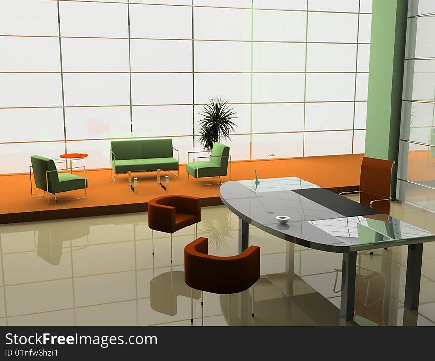 Modern interior of office 3D. Modern interior of office 3D