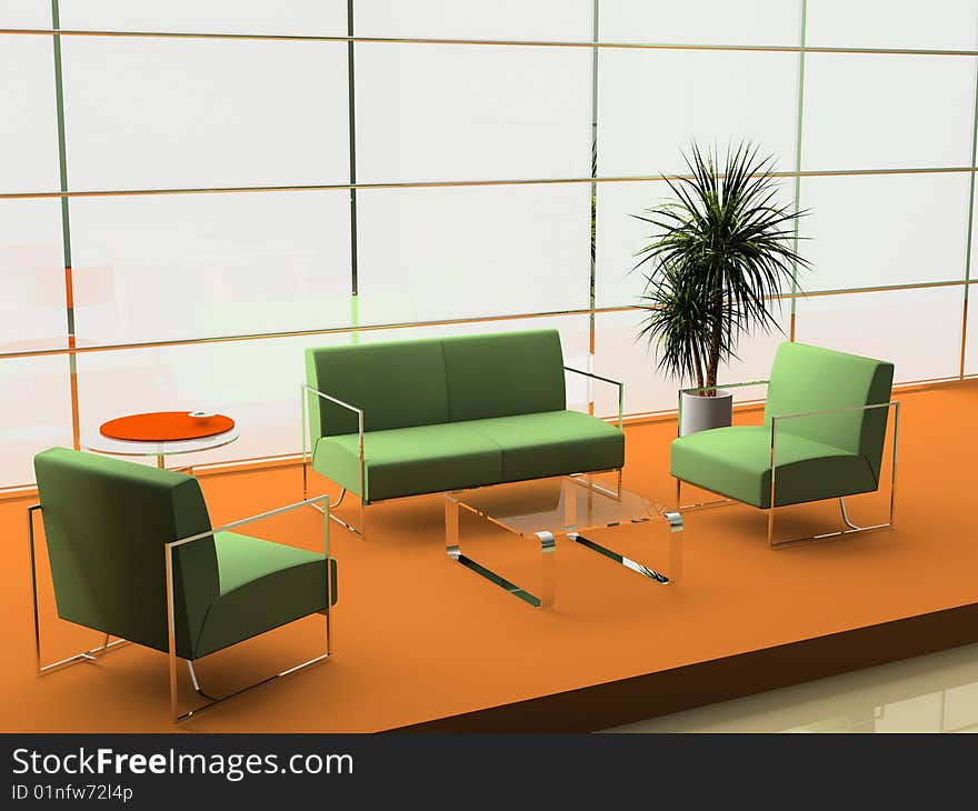 Modern interior of office 3D. Modern interior of office 3D