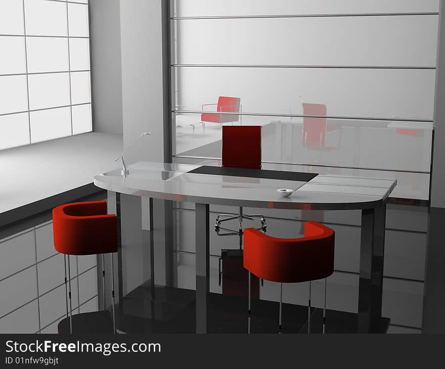 Modern interior of office 3D. Modern interior of office 3D