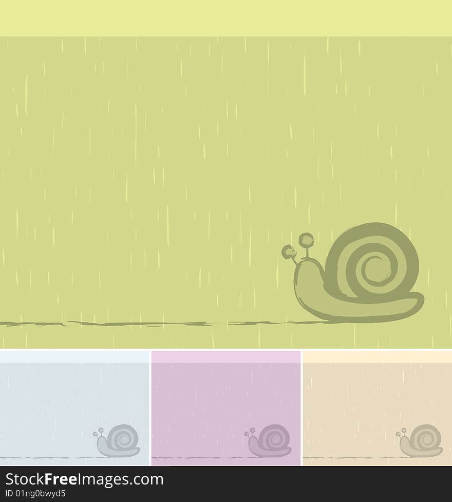 Vector Snail Background. Rainy day Concept.