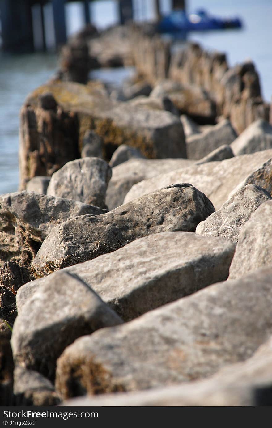 Pebblestones wandering into the sea. Pebblestones wandering into the sea