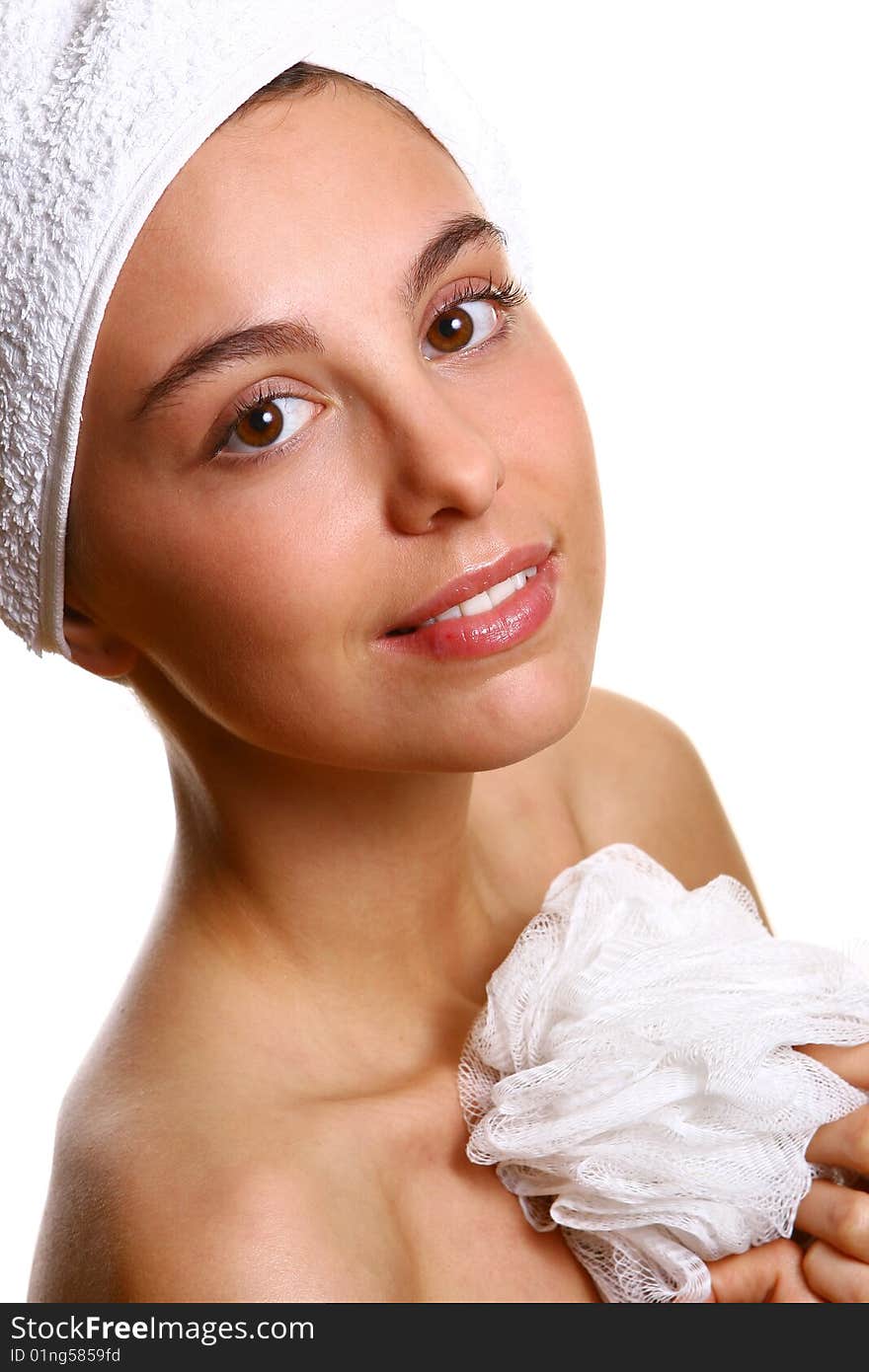 Beautyful girl with white towel