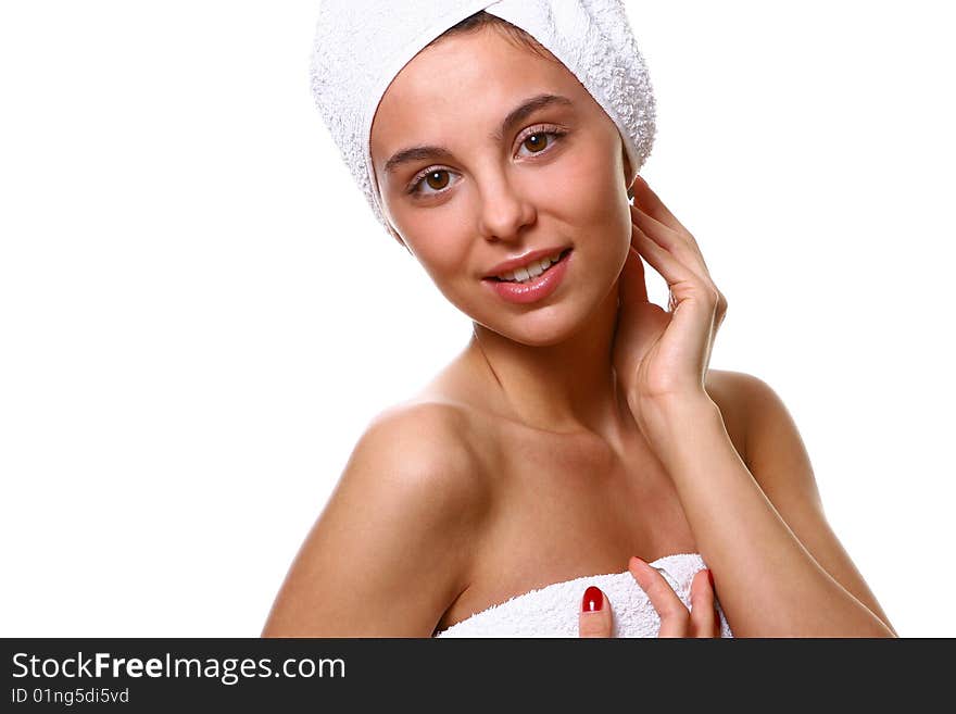 Beautyful girl with white towel