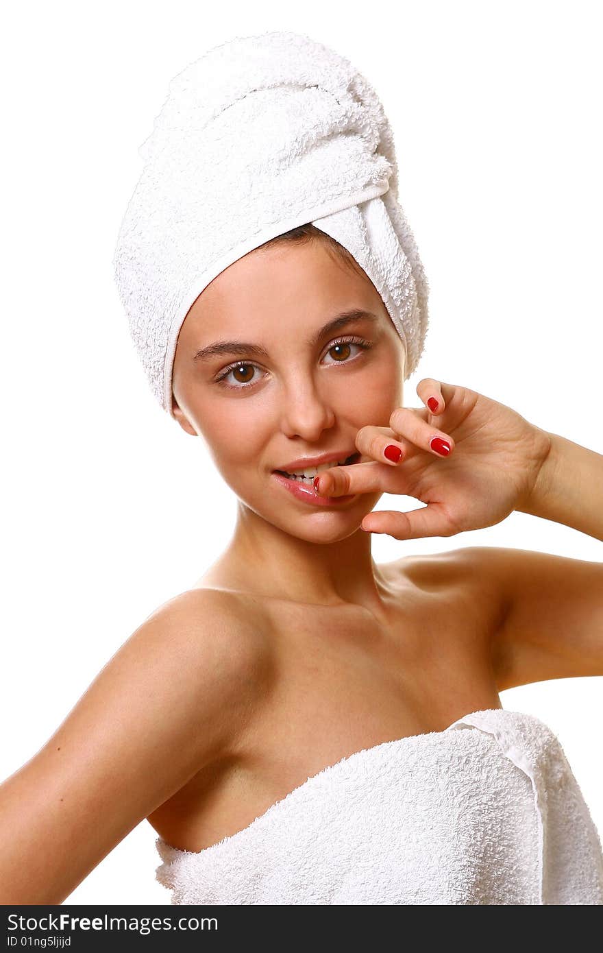 Beautyful girl with white towel