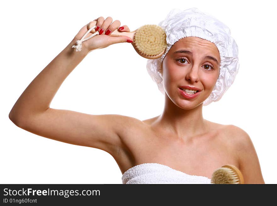 Beautyful Girl With White Towel