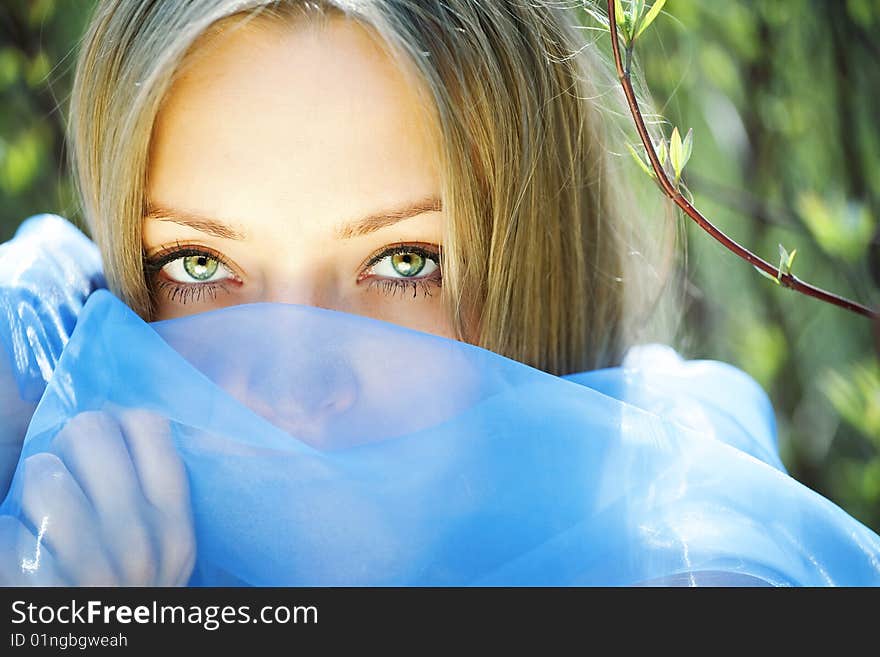 Portrait of sexy woman in natural background