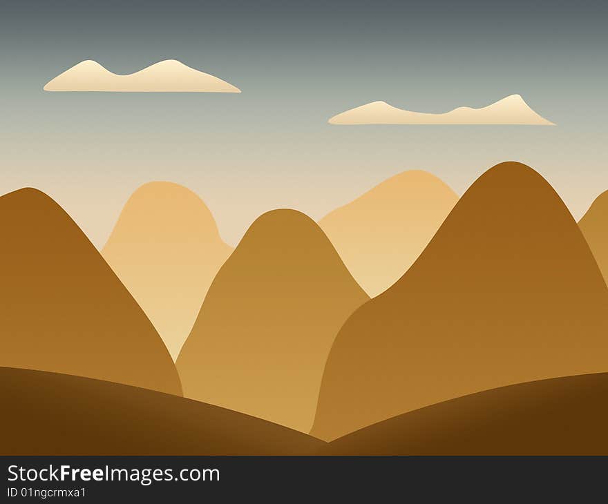 Oriental landscape with mountains and creamy clouds. Oriental landscape with mountains and creamy clouds.