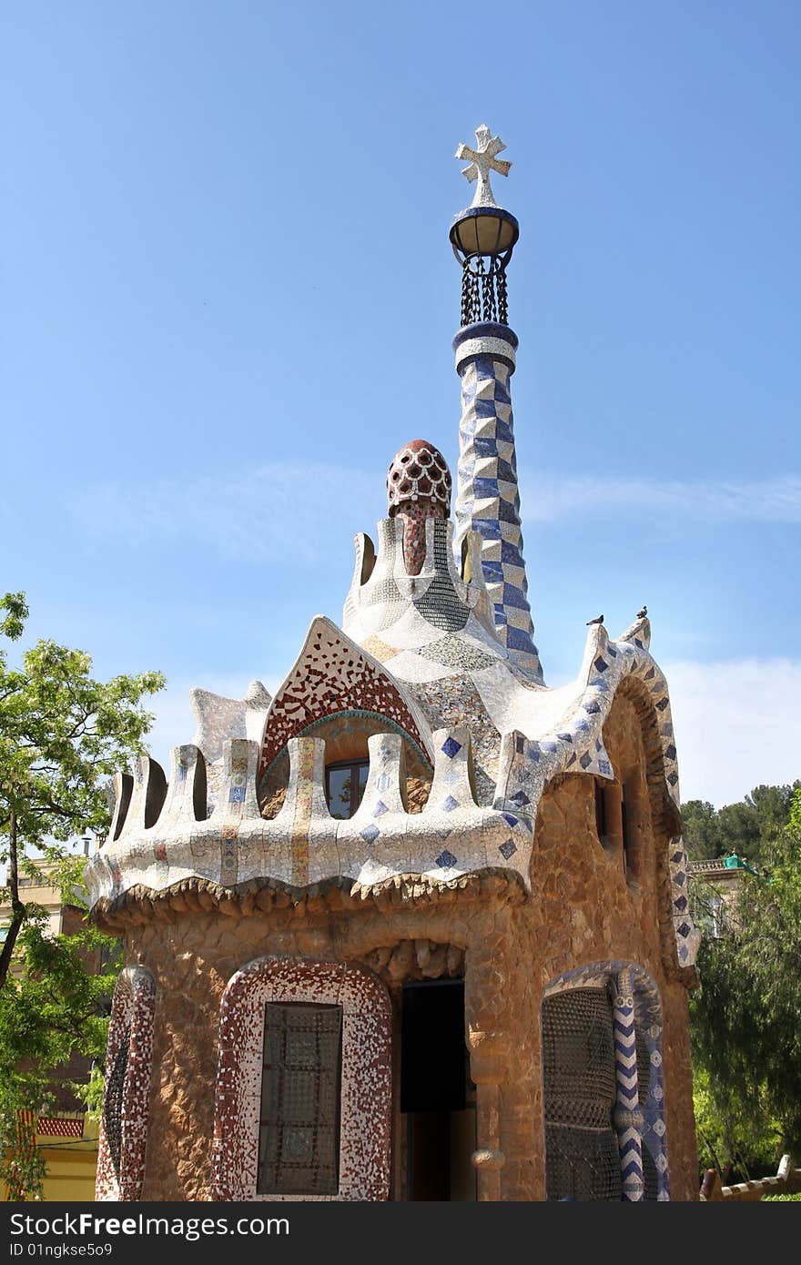 View of Parc Guell in Barcelona, Spain. View of Parc Guell in Barcelona, Spain