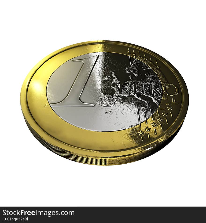 One Euro Coin Isolated