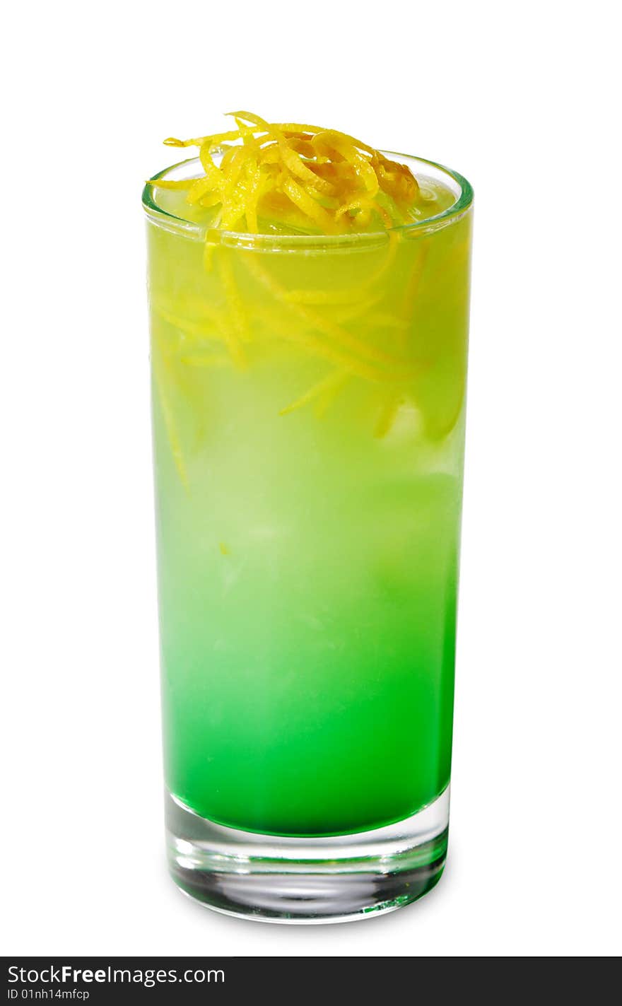 Green Cocktail with Rind of Lemon