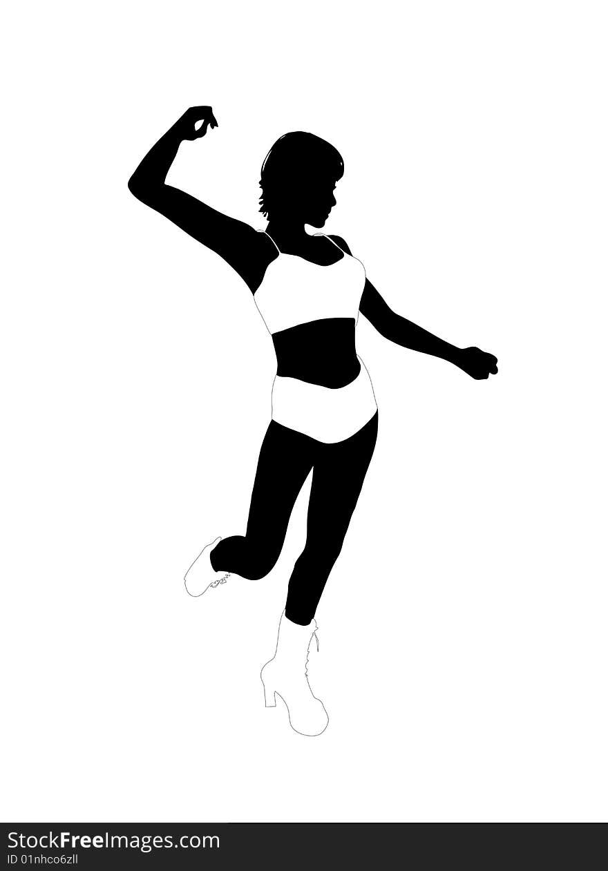 Dancinf female silhouette in vector