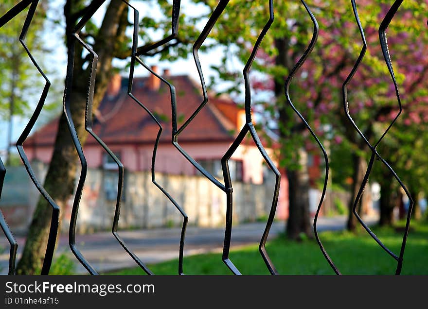 Detail of black metal fence