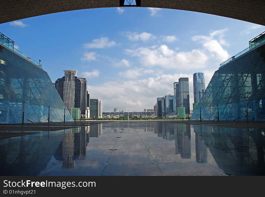 Buildings in frame