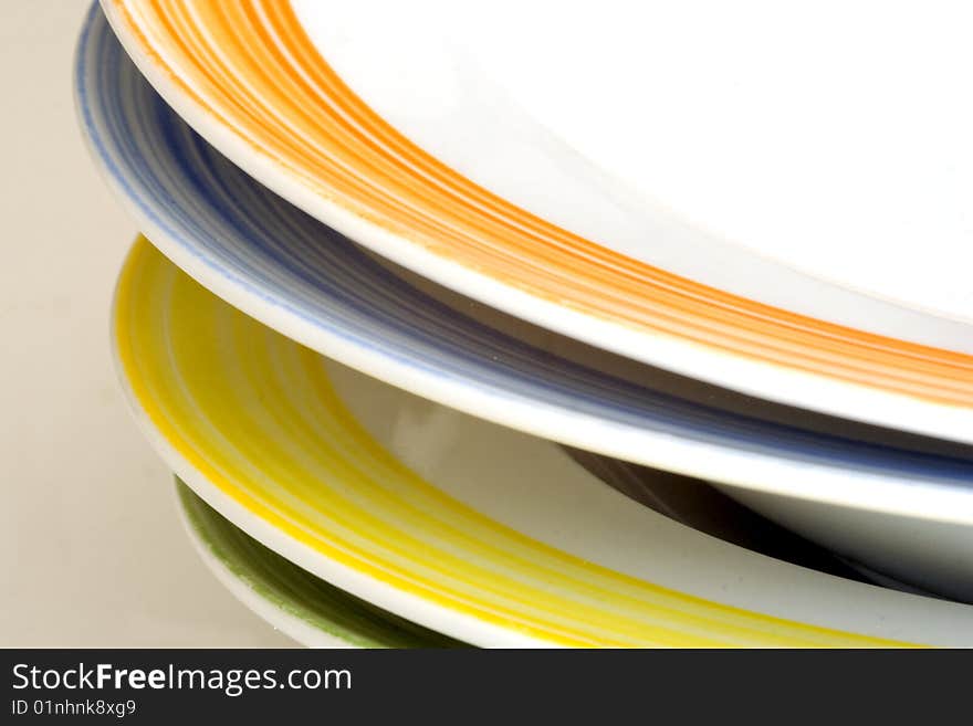 Porcelain plates paintings of various colors. Porcelain plates paintings of various colors